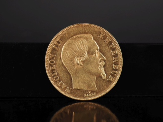 Vente aux enchères Pièce de 50 Francs or, Napoléon III Empereur, 1855-A. FRAIS ACHETEURS 