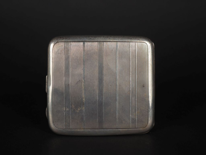 Poudrier de style Art déco en argent 925, poinçon Minerve, à décor de 