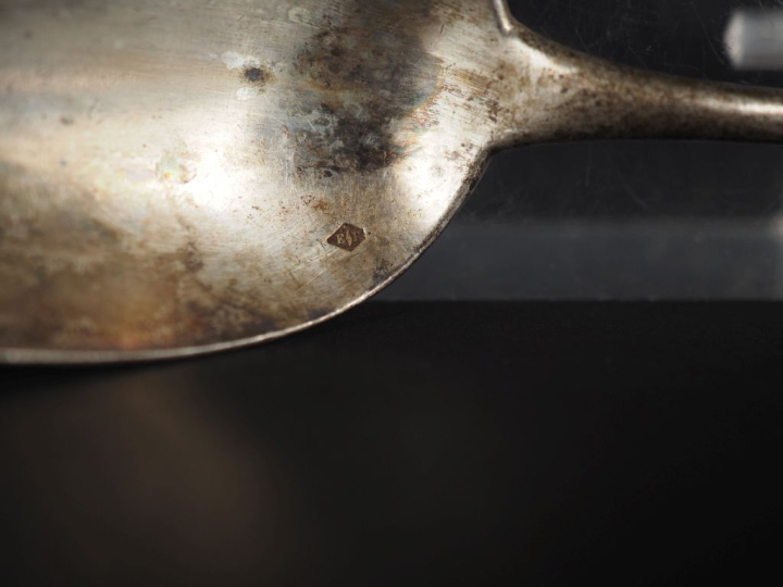 Couvert de naissance de style Louis XVI en argent 925, poinçon Minerve