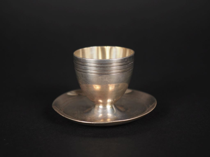 Coquetier de style Art déco en argent 925, poinçon minerve, à décor de