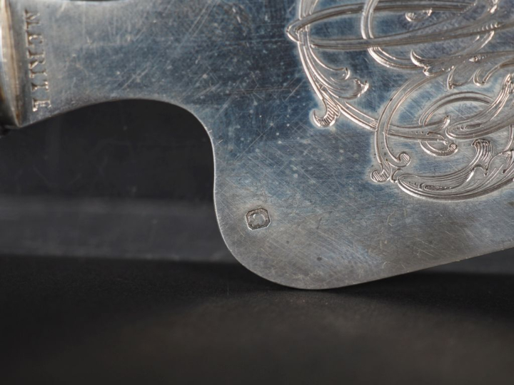 Pelle à tarte de style Louis XV en argent 925 et argent fourré, poinço