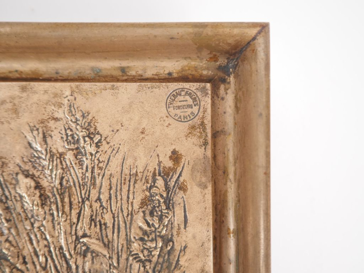 M. THOMAS SOYER.  Plaque 1900 en bronze à décor en léger relief d'oise