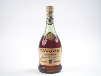 Vente aux enchères 1 VIEILLE BOUTEILLE COGNAC FINE CHAMPAGNE  V.S.O.P BISQUIT - NIVEAU BA