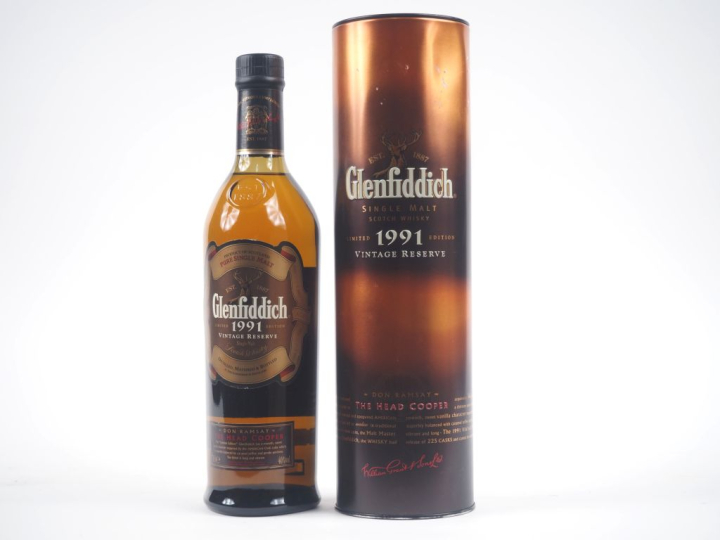 1 BOUTEILLE WHISKY GLENFIDDICH 1991 'VINTAGE RESERVE' THE HEAD COOPER 