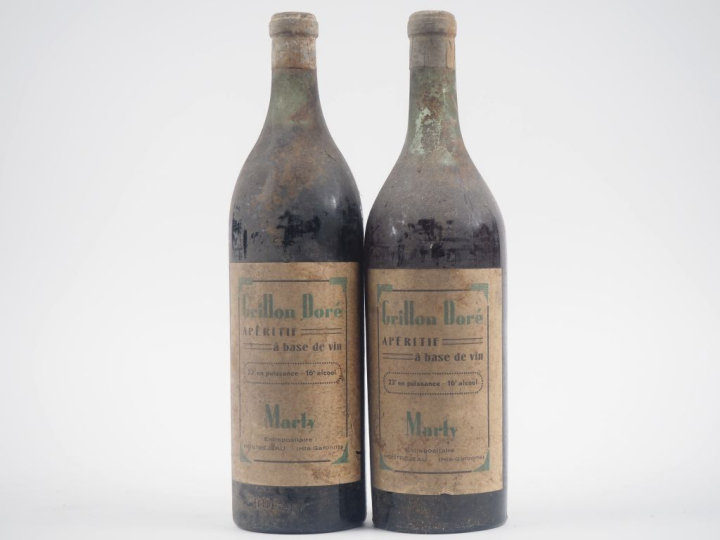2 VIEILLES BOUTEILLES (1 L) GRILLON DORÉ MARTY - BS 