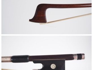 Vente aux enchères Archet de violon fait à Mirecourt en pernambouc signé "Didion"  monté 