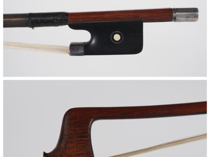 Archet de violon d'André Morizot monté argent, garniture legère - Cert