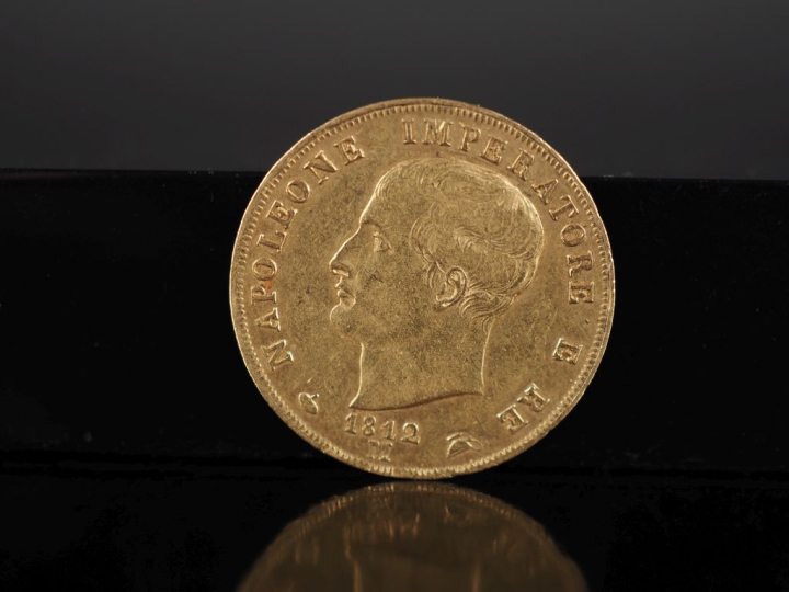 Pièce de 40 Lire or, Napoleone Imperatore, Italie, 1812-M.  FRAIS ACHE