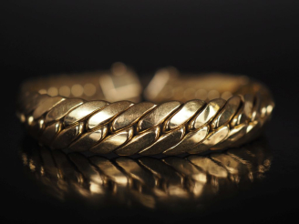 Vente aux enchères Bracelet articulé en or jaune 750, maille haricot.  Long. 19,3 cm Poid