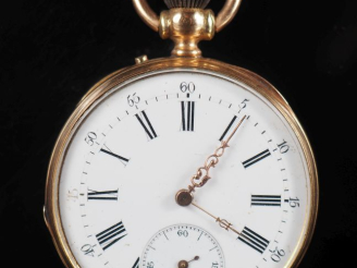 Vente aux enchères Montre de gousset Napoléon III en or jaune 750. Cadran à chiffres roma