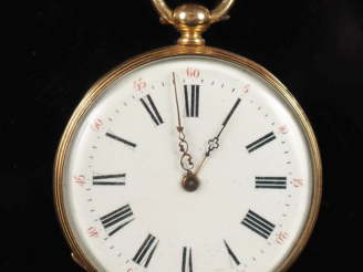 Vente aux enchères Montre de gousset Napoléon III en or jaune 750.  Cadran à chiffres rom