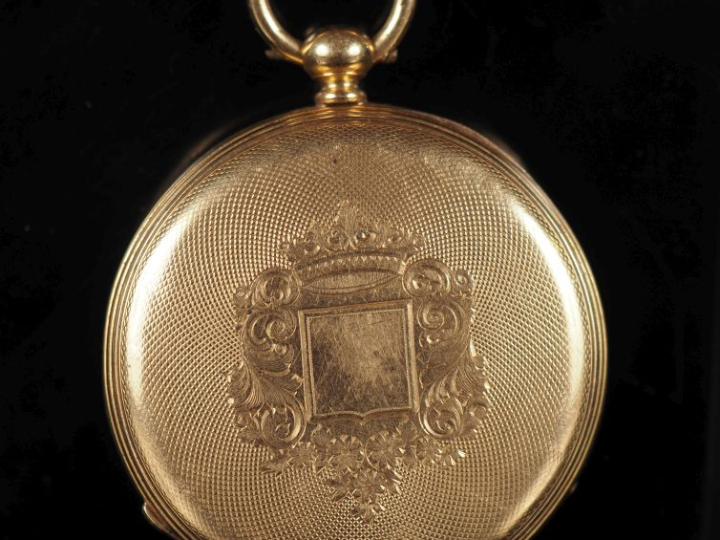 Montre de gousset Napoléon III en or jaune 750.  Cadran à chiffres rom