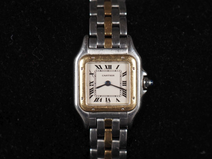 CARTIER Panthère Montre bracelet de dame en acier et or jaune 18k (750