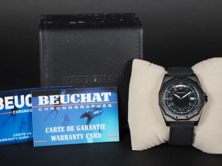 INCM by BEUCHAT, Chronographes Montre bracelet en acier noir.  Cadran 
