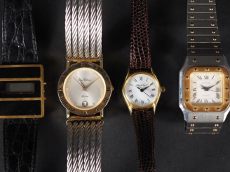 Vente aux enchères Quatre différents montres bracelet en acier ou métal doré. Comprenant 