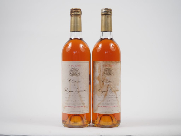 2 BOUTEILLES CHÂTEAU RAYNE VIGNEAU 1er CC SAUTERNES - 1987 - BG/1 ELT/