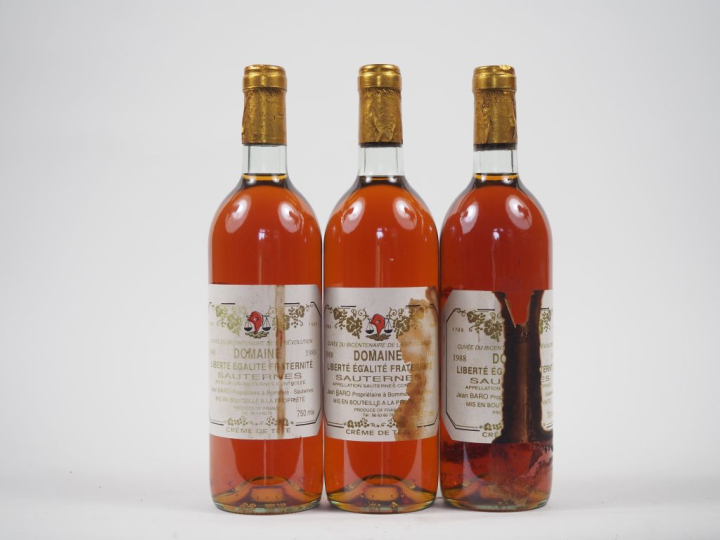 3 BOUTEILLES DOMAINE DE LA GAUCHE CRÈME DE TÊTE "LIBERTÉ, ÉGLITÉ,FRATE