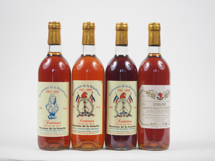 4 BOUTEILLES DOMAINE DE LA GAUCHE CRÈME DE TÊTE SAUTERNES - 1988 : 3 B