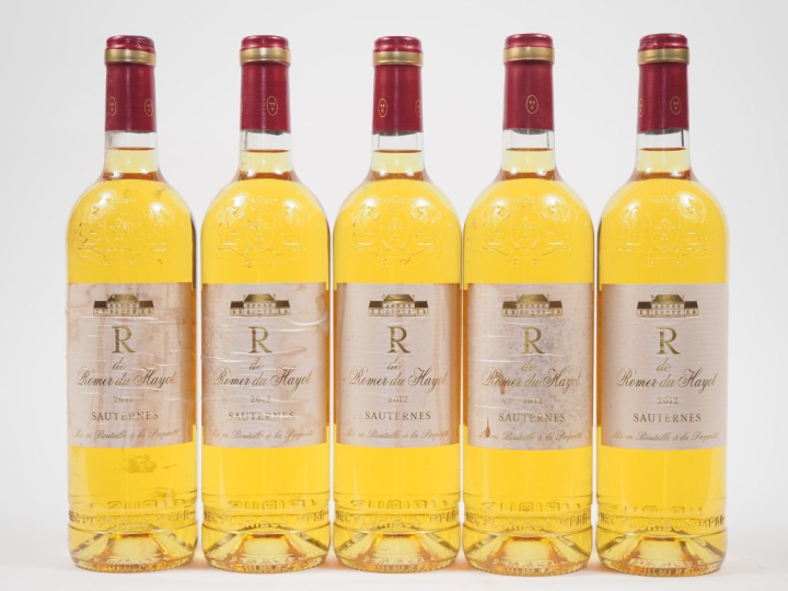 5 BOUTEILLES R DE ROMER DU HAYOT SAUTERNES - 2012 - ET 