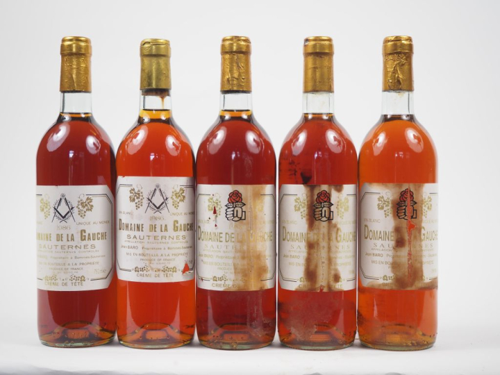 5 BOUTEILLES DOMAINE DE LA GAUCHE CRÈME DE TÊTE SAUTERNES : 2 DE 1986 