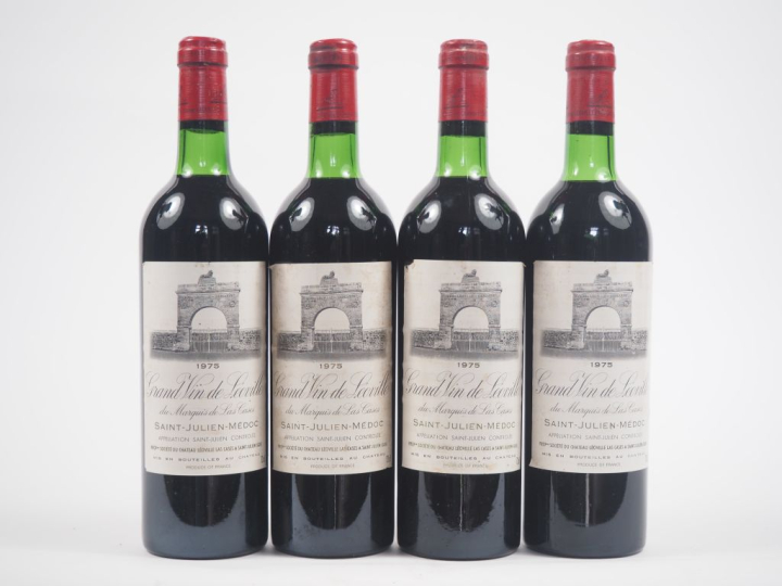 4 BOUTEILLES CHÂTEAU LÉOVILLE LAS CASES GCC ST JULIEN - 1975 - BG