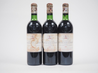 Vente aux enchères 3 BOUTEILLES CHÂTEAU PAPE CLÉMENT GCC GRAVES - 1982 - LB/ET/1 EA/CAPSU