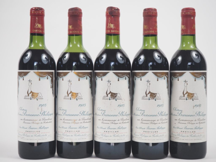 5 BOUTEILLES CHÂTEAU MOUTON BARONNE PHILIPPE PAUILLAC - 1983 - 2 LB/2 