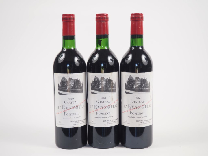 3 BOUTEILLES CHÂTEAU L'ÉVANGILE POMEROL - 1984 - 2 BG