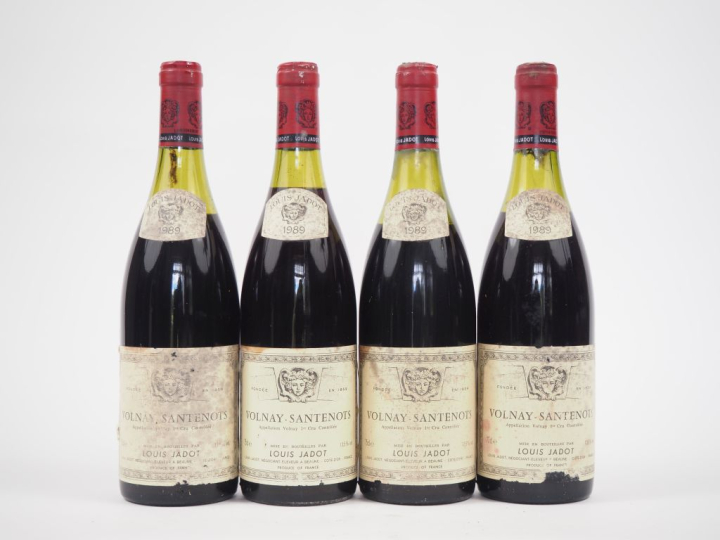 4 BOUTEILLES VOLNAY 1er CRU SANTENOTS LOUIS JADOT - 1989 -1 à 2,6 CM/1