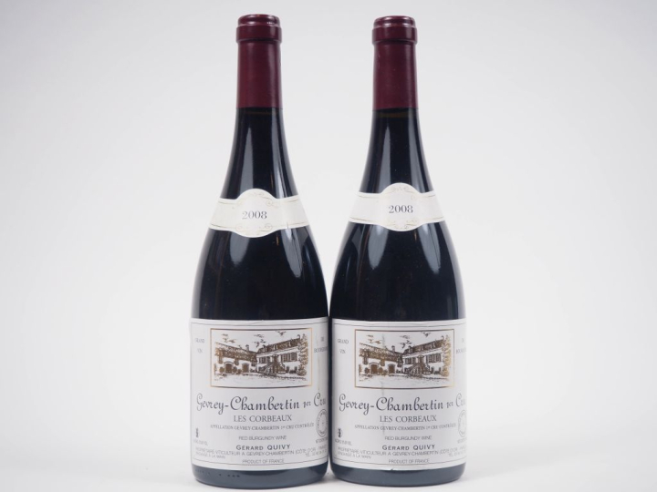 2 BOUTEILLES GEVREY CHAMBERTIN 1er CRU "LES CORBEAUX" GÉRARD QUIVY - 2