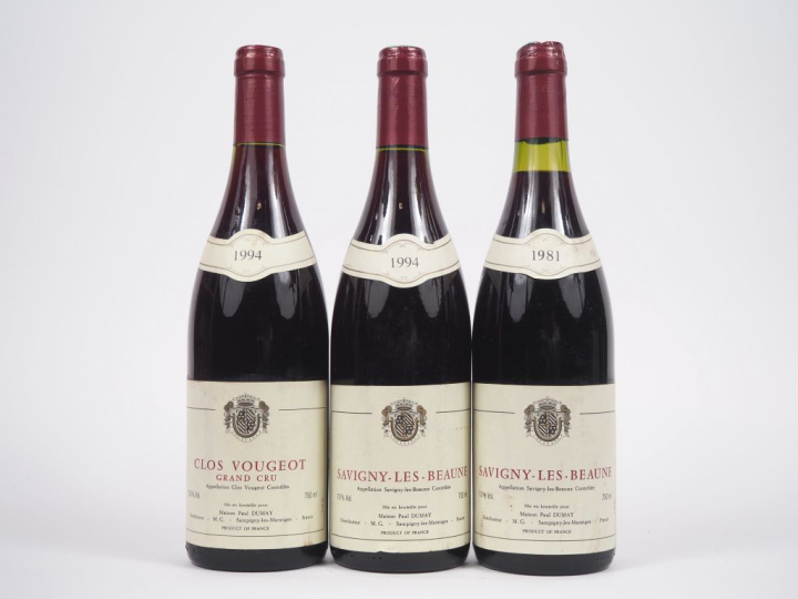 3 BOUTEILLES MAISON PAUL DUMAY : 1 CLOS DE VOUGEOT GC 1994 - 2 SAVIGNY