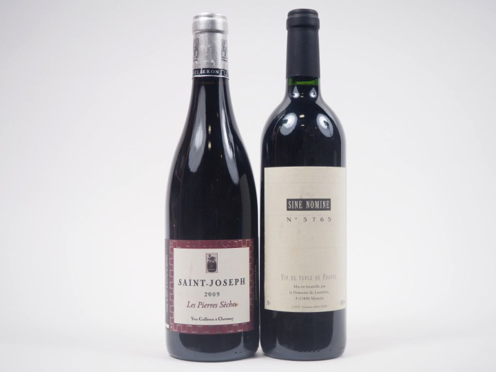 2 BOUTEILLES : 1 ST JOSEPH "LES PIERRES SÈCHES" YVES CUILLERON 2009 - 