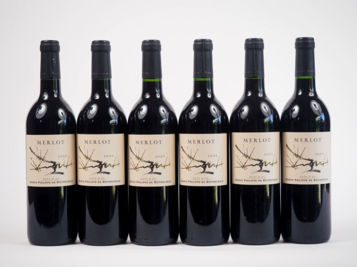 6 BOUTEILLES MERLOT BARON PHILIPPE DE ROTHSCHILD PAYS D'OC - 2009