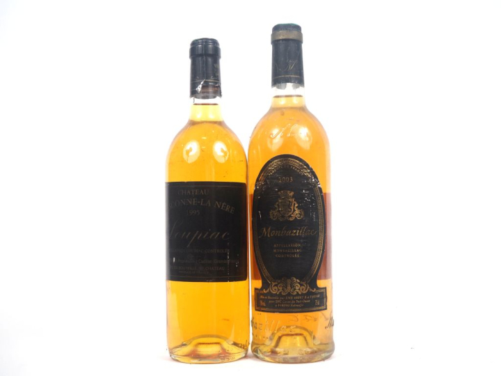 2 BOUTEILLES : 1 CHÂTEAU GASCONNE LA NÈRE LOUPIAC 1995 - 1 MONBAZILLAC