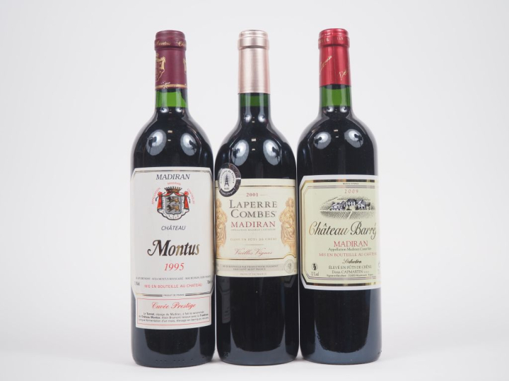 3 BOUTEILLES MADIRAN : 1 CHÂTEAU MONTUS 1995 - 1 LAPERRE COMBES 2001 -