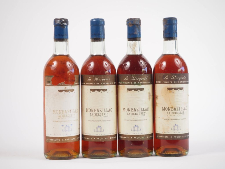 4 VIEILLES BOUTEILLES MONBAZILLAC "LA BERGERIE" BARON PHILIPPE DE ROTH