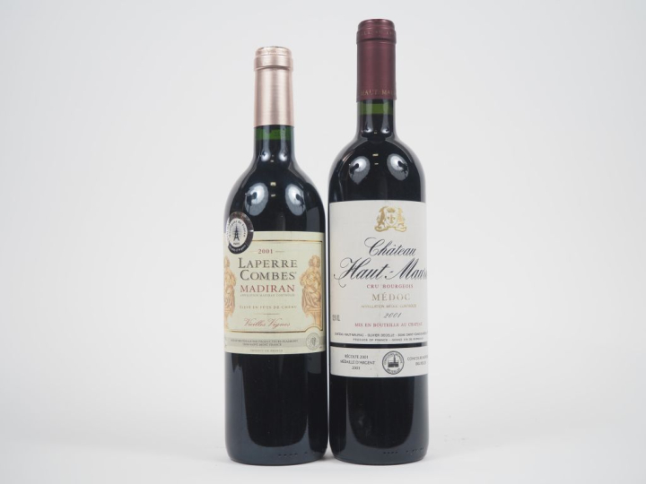 2 BOUTEILLES DE 2001 : 1 LAPERRE COMBES MADIRAN - 1 CHÂTEAU HAUT MAURA