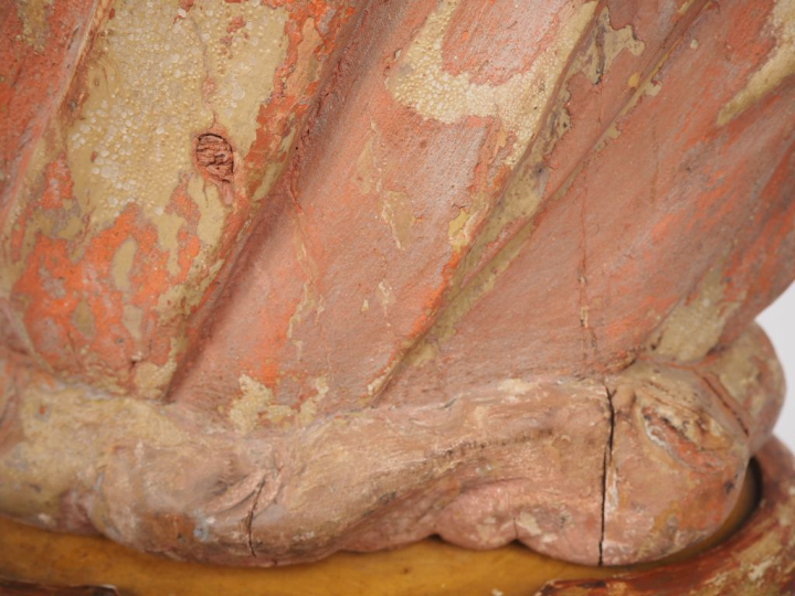 Buste de saint Sébastien en bois sculpté et polychromé. Tête à la chev