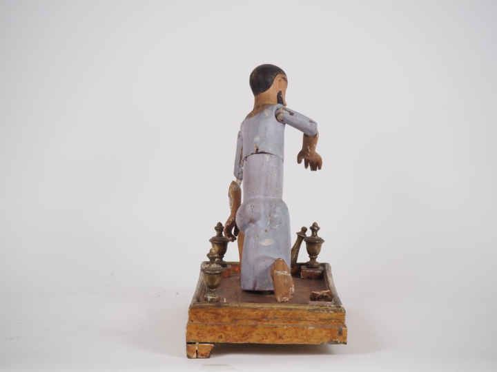 Mannequin espagnol XIXème en bois polychrome "Christ genou à terre pen