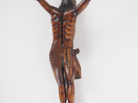 Sculpture de style Louis XIII en noyer sculpté "Christ". H. 40 cm