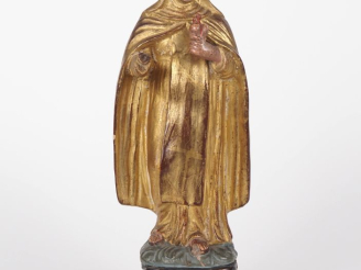 Vente aux enchères Santibelli XIXème en terre cuite polychrome "Sainte femme présentant l