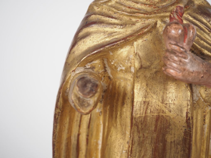 Santibelli XIXème en terre cuite polychrome "Sainte femme présentant l