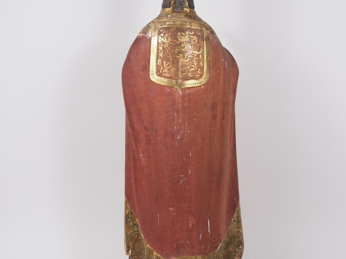 Sculpture XIXème en bois polychrome et doré "Saint Evêque bénissant". 