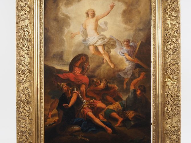 Ecole française XIXème.  "La Résurrection"  Huile sur toile.  Dim. 66,