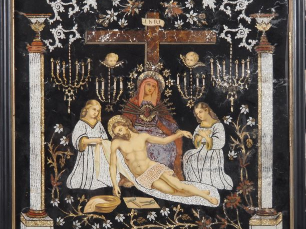 Paire de fixés sous verre, "Maria de los dolores" et "San Rafael". Dim