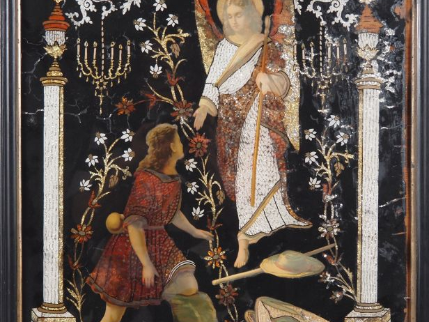 Paire de fixés sous verre, "Maria de los dolores" et "San Rafael". Dim