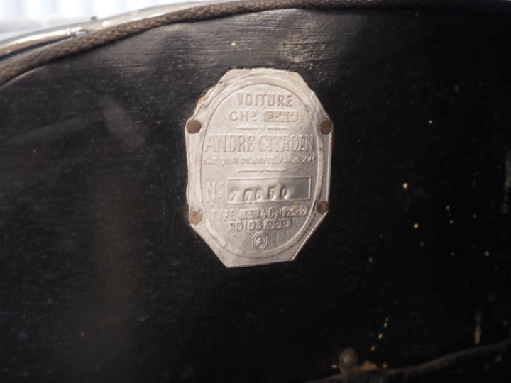 CITROEN C3 5HP TREFLE  :  Numéro de série 7765. Carte grise française.