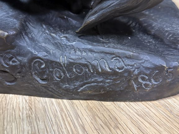 Emmanuel de SANTA COLOMA.  Spectaculaire groupe en bronze à patine bru