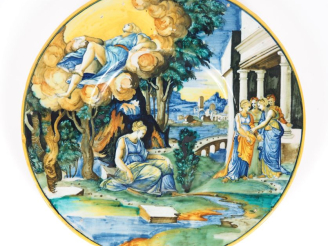 Vente aux enchères Plat XVIIème en faience italienne, à décor de scène mythologique. Diam