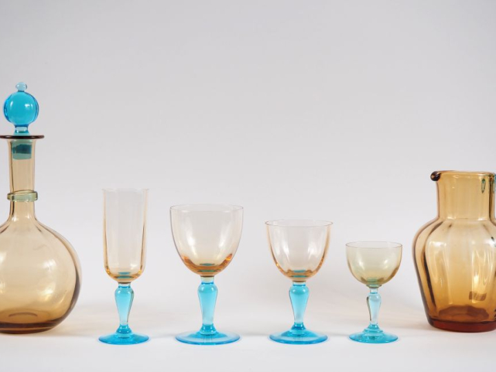 Service de verres Napoléon III en cristallerie de Portieux en verre am